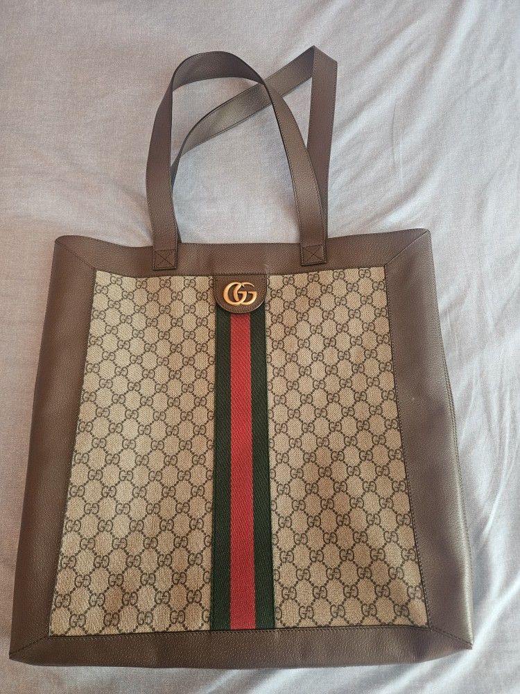 100% Authentic GUCCI Ophidia Brown Canvas Shoulder Bag