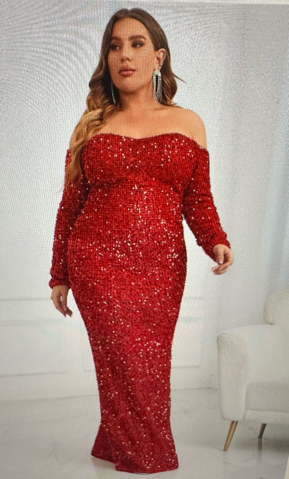 Red Sequins Party Dress