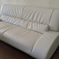 White leather sofa