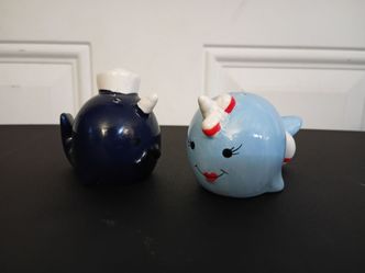 Whimsical Whales Salt and Pepper Shakers (Pair) - Excellent Condition - Like New
