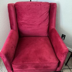Velvet Chair with Ottoman