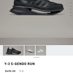 Y-3 Adidas S-GENDO RUN SIZE 9.5 Brand New 