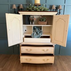 Vintage Drexel French Provincial Armoire / Media Console / Linen Press / Dresser