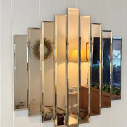 Vintage Art Deco 9 Panel Beveled Mirror