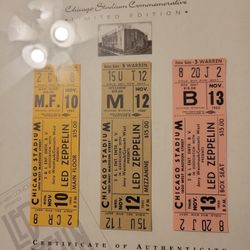 Led Zepplin Tickets,  JON BONHAM died before this concert.