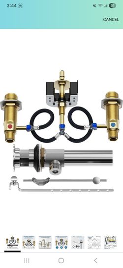 Upgraded Rough-In Valve with Drain Assembly for Moen Widespread Bathroom Sink Faucet