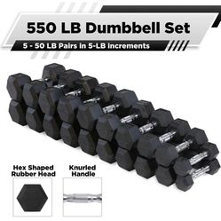 Dumbbell Set - 5lb - 50lb Pairs In 5lb Increments