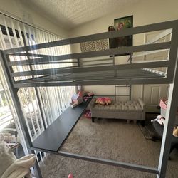 Full-size metal bunk bed, Color gray