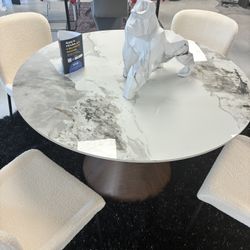 New Dining Table Set 5 PCs Marble 