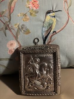 Vintage Greek Orthodox Byzantine Icon Saint George Slaying The Dragon 3D Wall Art