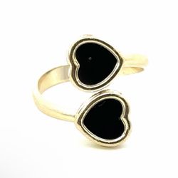 Woman’s Ladies 14k Yellow Gold Black Heart Bypass Ring Size 9 GP3115376