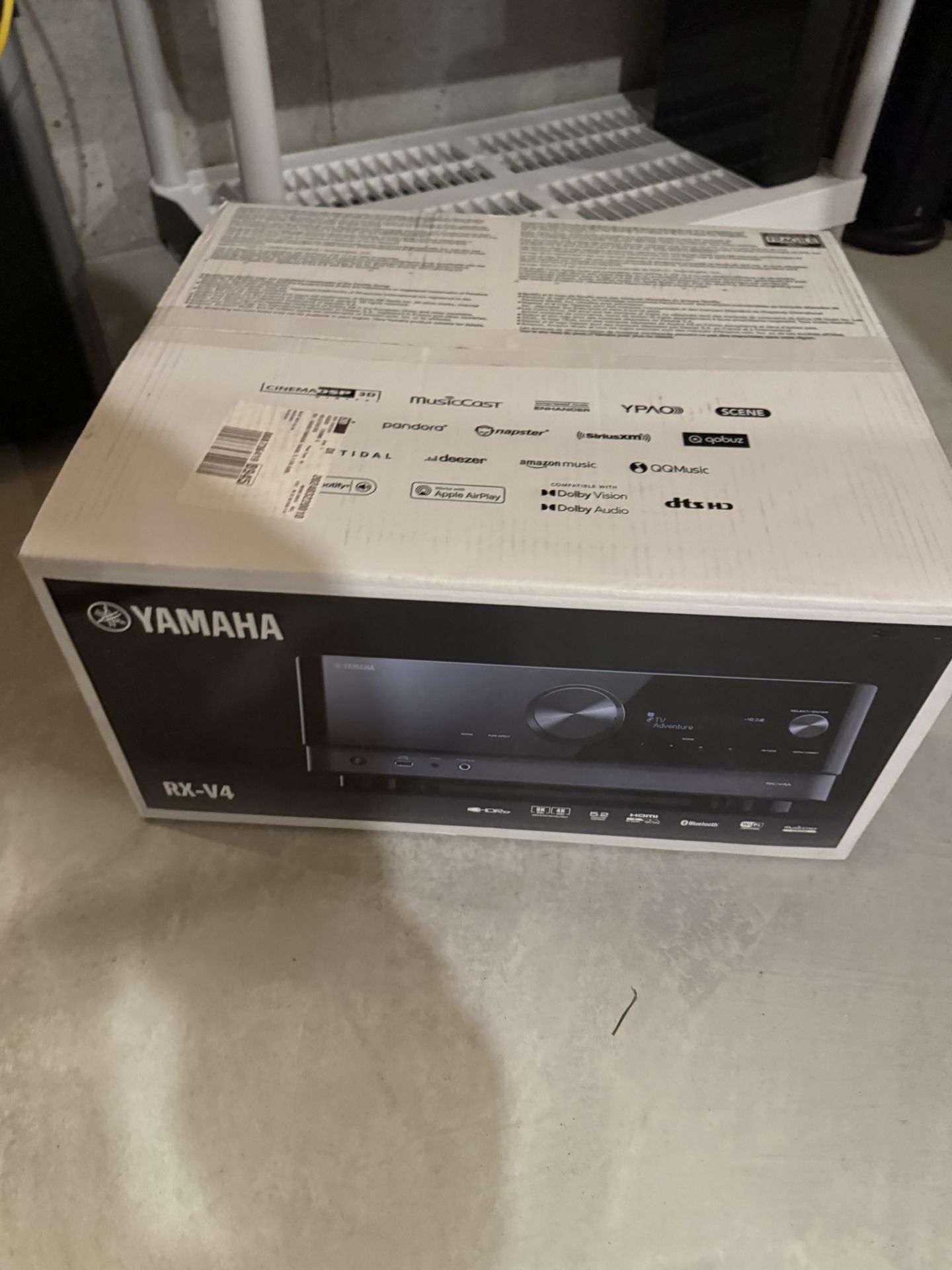 Yamaha - RX-V4A 5.2 Channel AV Reciever With 8K HDMI Music cast - Black
