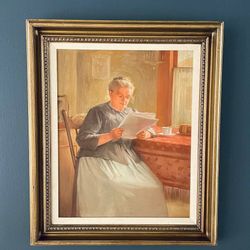 Vintage Grandmother Oil Painting with Gildwood Frame, c.1950’s - Delivery Available