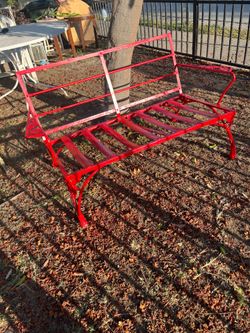 Vintage Metal Outdoor Bench Red 4ft