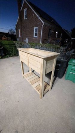 Raised Long cedar planter