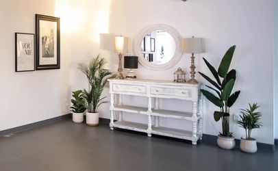 Distressed White Farmhouse Boho Style Handcrafted Console Entry/sofa Table With Drawers
