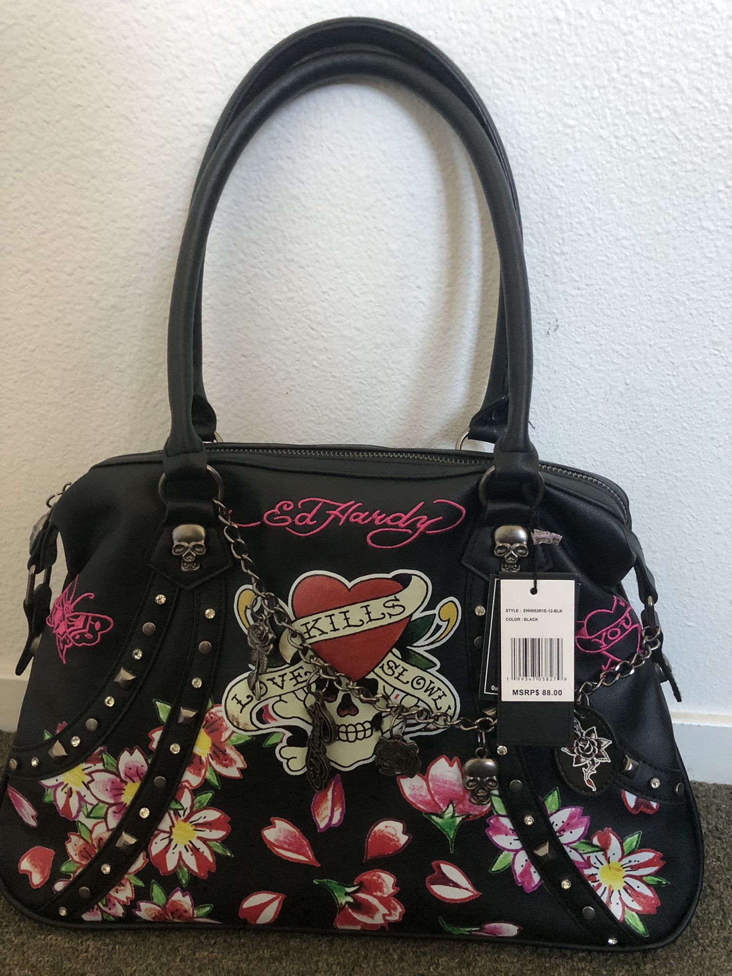 Authentic Brand New Ed Hardy Bag With Free Authentic Labubu