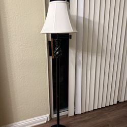 Classic Bronze Swing-Arm Floor Lamp with Bell Shade
