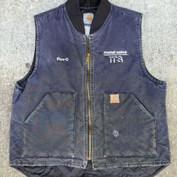 Carhartt Vest - Men’s Size Large Regular - Dark Blue - Vintage, Distressed, Embroidered, 