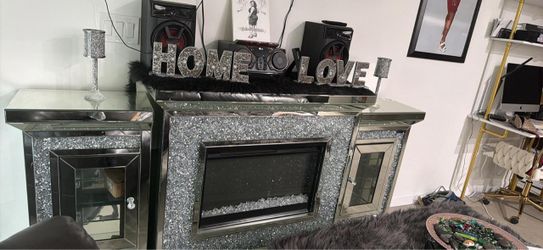 3 pieces Glass fire place