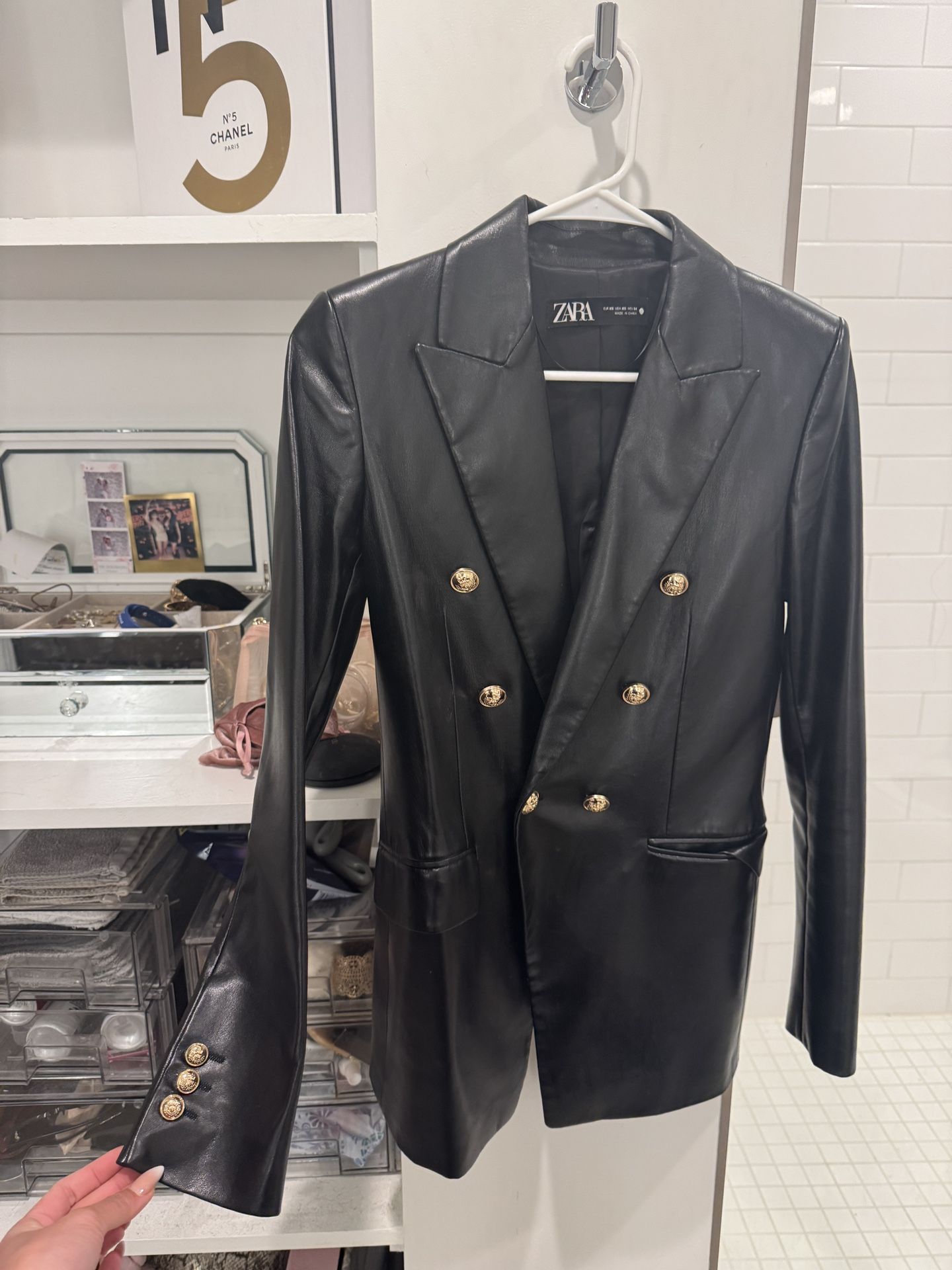 Zara Faux Leather Blazer Size XS