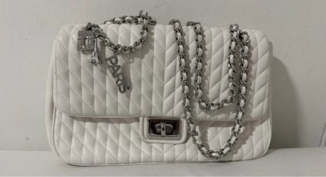 White Quilted Chain Shoulder Bag Karl lagerfeld