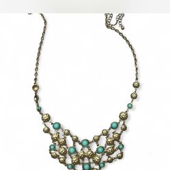 Turquoise and gold statement necklace 