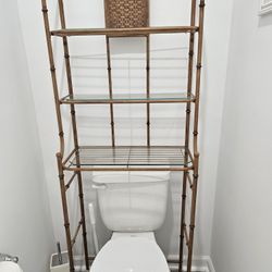 Metal Over The Toilet Shelf With Glass Shelves