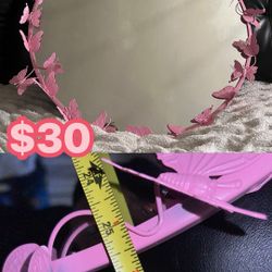 Pink butterfly mirror