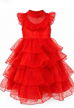 NWT Girls Red Ruffle Tulle Dress Size: 100