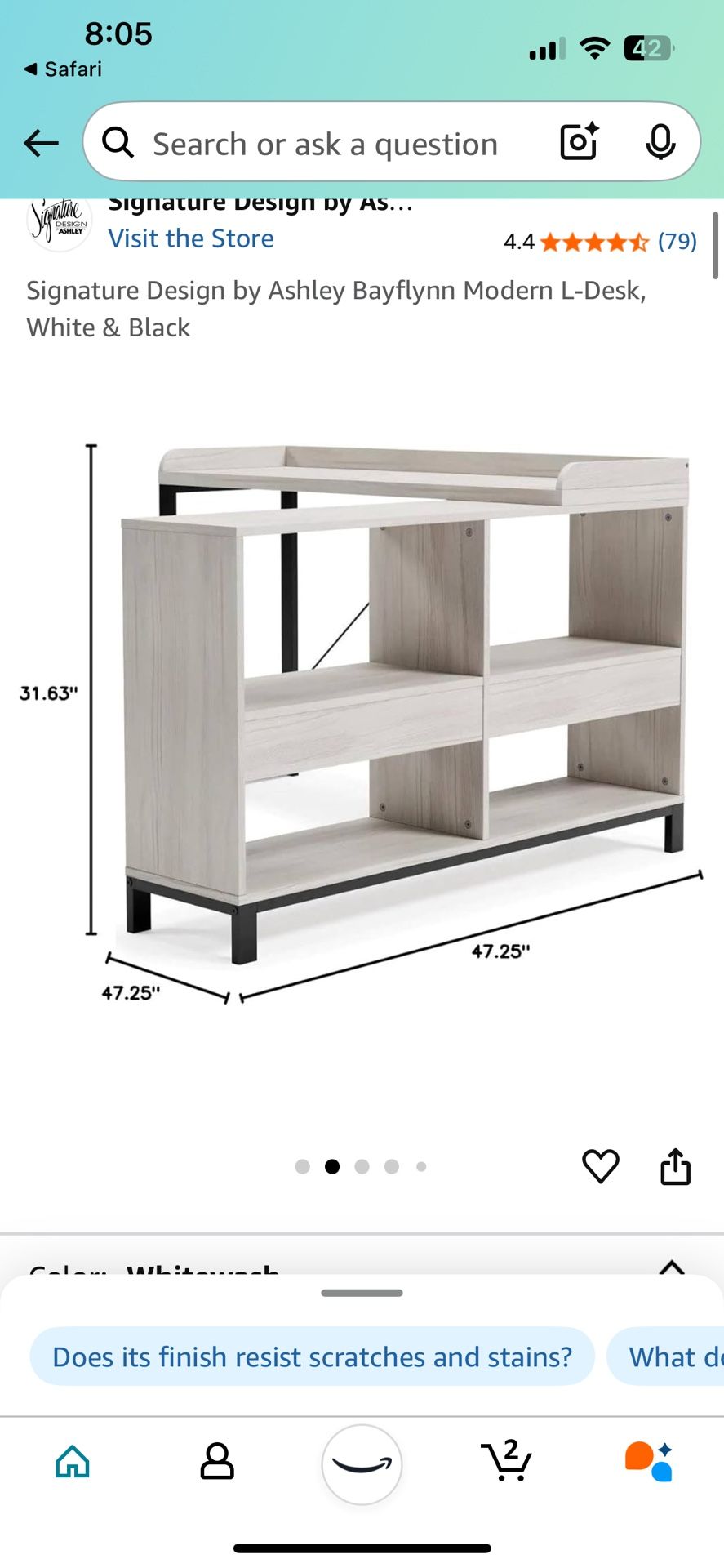 L-Desk with 4 Shelves, White/Black