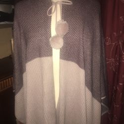 One Size Lauren Conrad Tan Creme Poncho Sweater