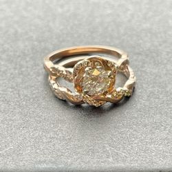 14K Rose Gold Diamond Bridal Ring Set
