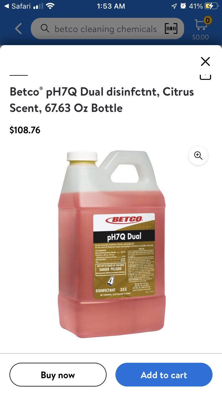 Betco Ph7q Disinfectant /Neutral Floor Cleaner/ Quat Stat 5 Virucide Disinfectant. 3 In 1 Cleaning Supplies