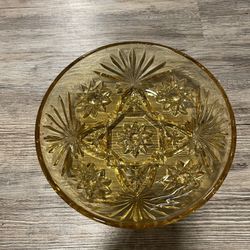 Vintage Anchor Hocking Amber Depression Glass Bowl 