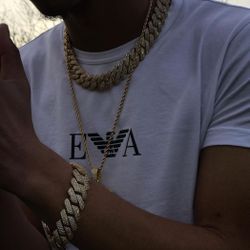 Full Ice Out Cuban Link Set 14K Gold Plated Doesn't Loses Color