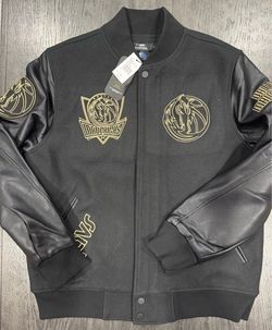 New Men's Dallas Mavericks Pro Standard Wool Varsity Jacket Black & Gold Size L