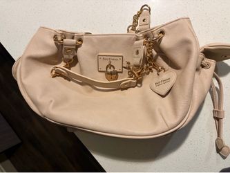 Y2K aesthetic, coquette, powder blush pink, heart lock and key, Juicy girl, and chain shoulder bag