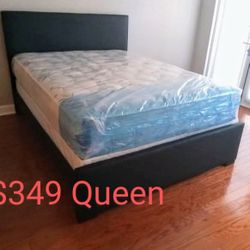 $349 Queen Bed Frame With Mattress And Box-spring Brand New Free Delivery 
