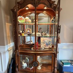 2 Piece Curio Cabinet With Touch Lights