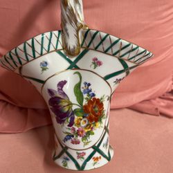 Vintage France ”ROYAL PARIS“ Vase- Basket 10”, Flower Pattern,