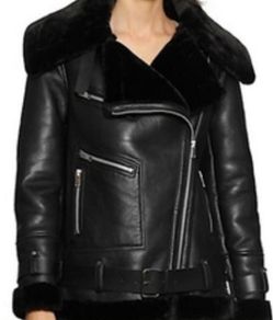 WALTER BAKER Celine Leather Jacket faux fur 
WITH TAGS