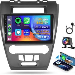 8 CORE 4G+64G Car Radio for Ford Fusion Mondeo Mustang 2009-2012, Wireless Carplay Android Auto Android 13 10.1 Inch IPS Touch Screen Stereo, Bluetoot