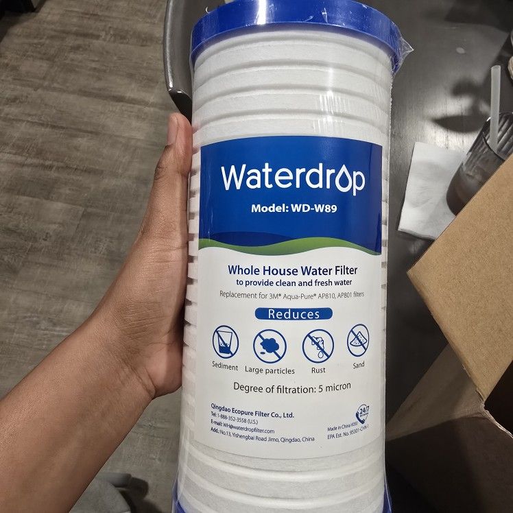 Waterdrop 4.5" x 10" AP810 Whole House 5 Micron Water Filter Cartridge, Sediment Water Filter Replac