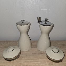 Lenox Salt Pepper Set Grinder Vintage USA Porcelain Ivory