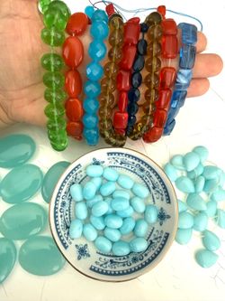 Lot of glass bead strands for beading jewelry making A18