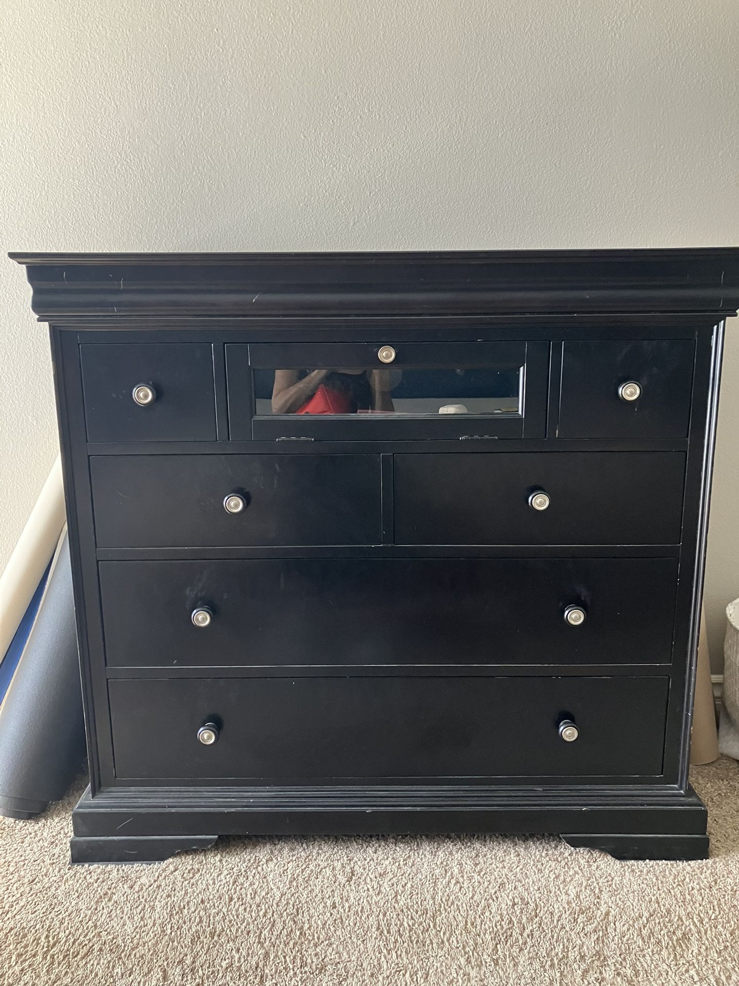 Wood Armoire and Side Table 