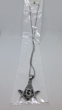 Freemason mason pendant chain square & compass