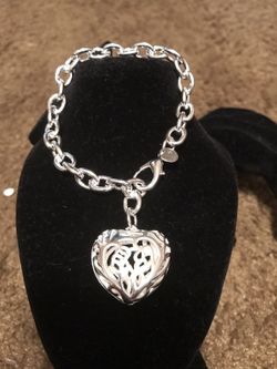 Women's 925!sterling silver heart charm bracelet