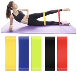 Resistance Loop Band Set for Home Fitness Includes 5 Resistance Exercise Bands with Carrying Bag, Exercise Legs Arms Body Stretching, Yoga, Pilates,